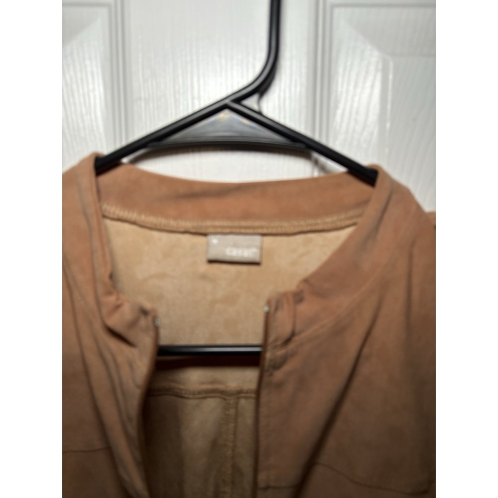 Casail Women's Brown Suede Jacket Size Medium Zipper Front - Picture 3 of 4